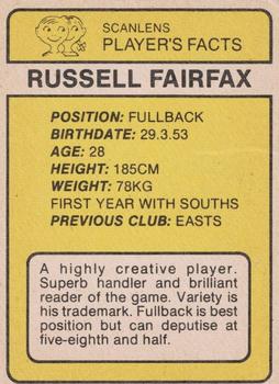 1981 Scanlens #43 Russell Fairfax Back
